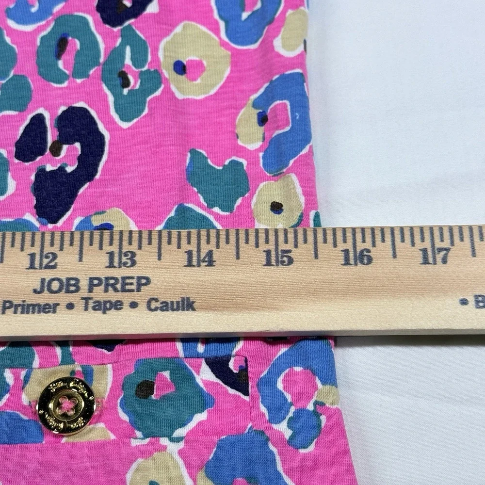 Lilly Pulitzer Corine Dress‎ Small Paws Off Pink Leopard Print Small 3/4 Sleeve